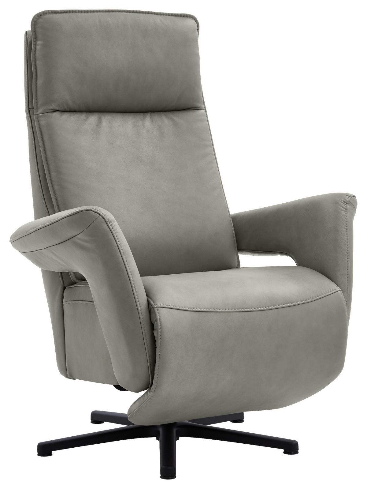 RELAXSESSEL in Leder Grau  - Schwarz/Grau, Design, Leder/Metall (83/112/87-174cm) - Valdera