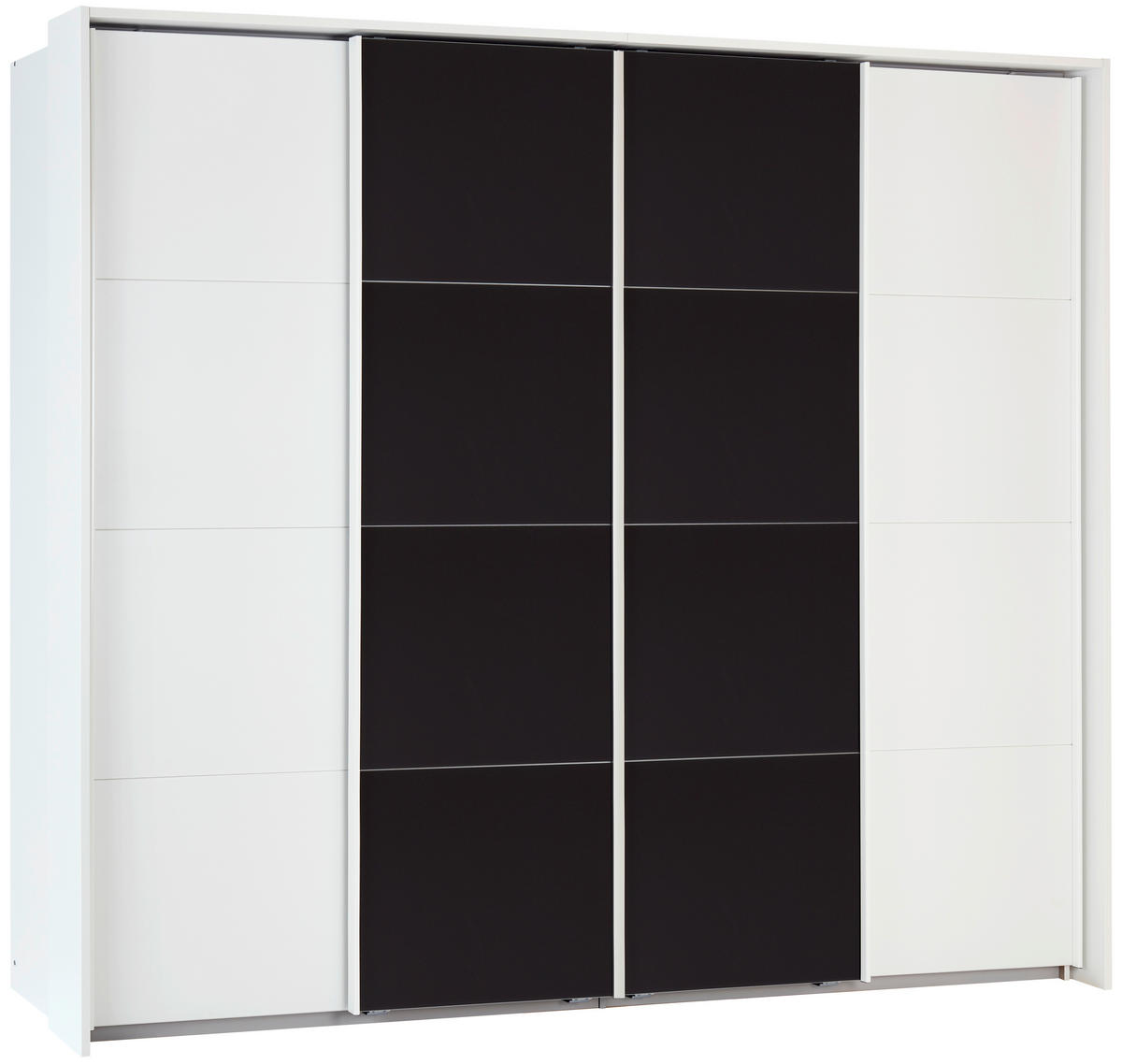 SCHIEBETÜRENSCHRANK 361/230/62 cm 4-türig Weiß  - Dunkelgrau/Alufarben, MODERN, Glas/Holzwerkstoff (361/230/62cm) - James Wood
