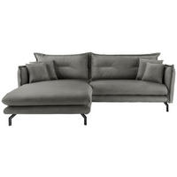 ECKSOFA Grau Lederlook  - Schwarz/Grau, MODERN, Textil/Metall (180/255cm) - Livetastic