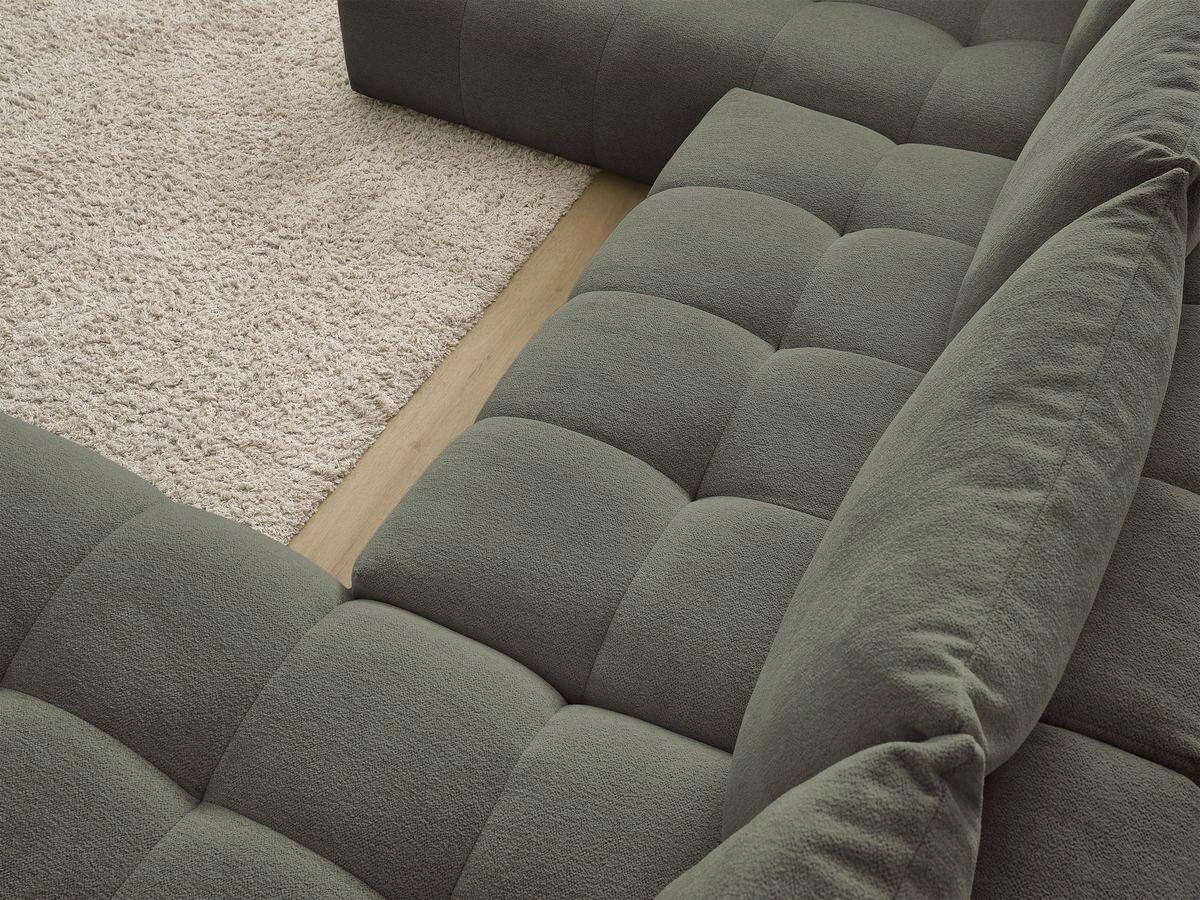 ECKSCHLAFSOFA EVEREST  mit Rücken echt, Armteil links, Armteil rechts Flachgewebe Grün  - Schwarz/Grün, MODERN, Kunststoff/Textil (212/423/198cm)
