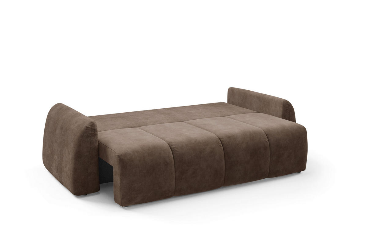 SCHLAFSOFA GERONIMO in Velours Braun  - Schwarz/Braun, Design, Kunststoff/Textil (252/93/167cm) - Livetastic