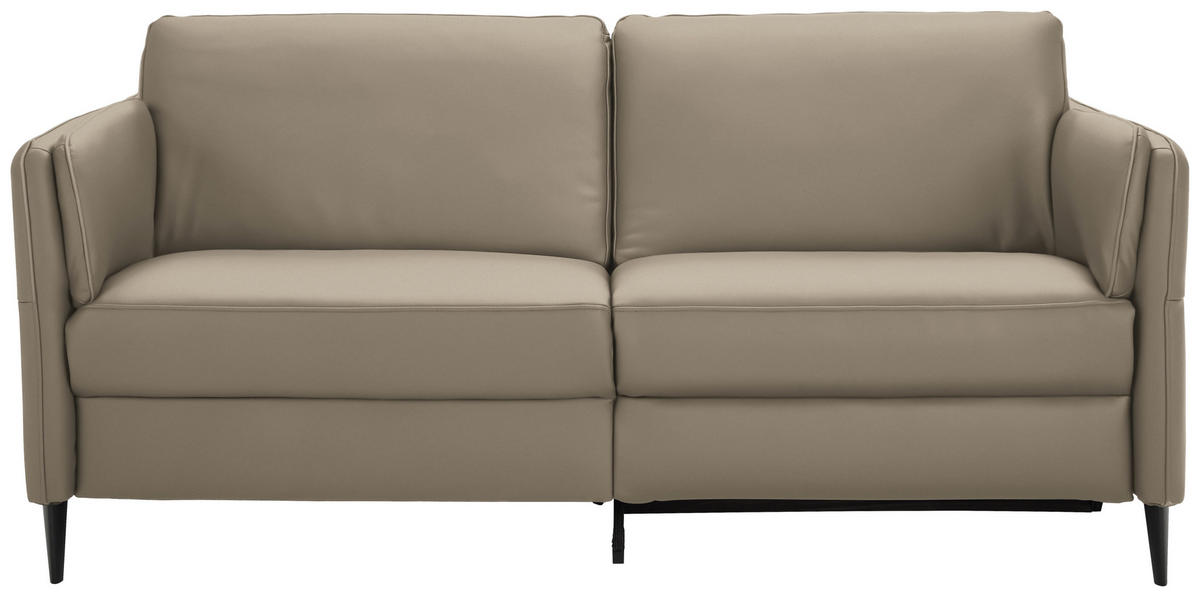 3-SITZER-SOFA in Echtleder Greige  - Greige/Schwarz, Design, Leder/Metall (190/84/99cm) - Dieter Knoll