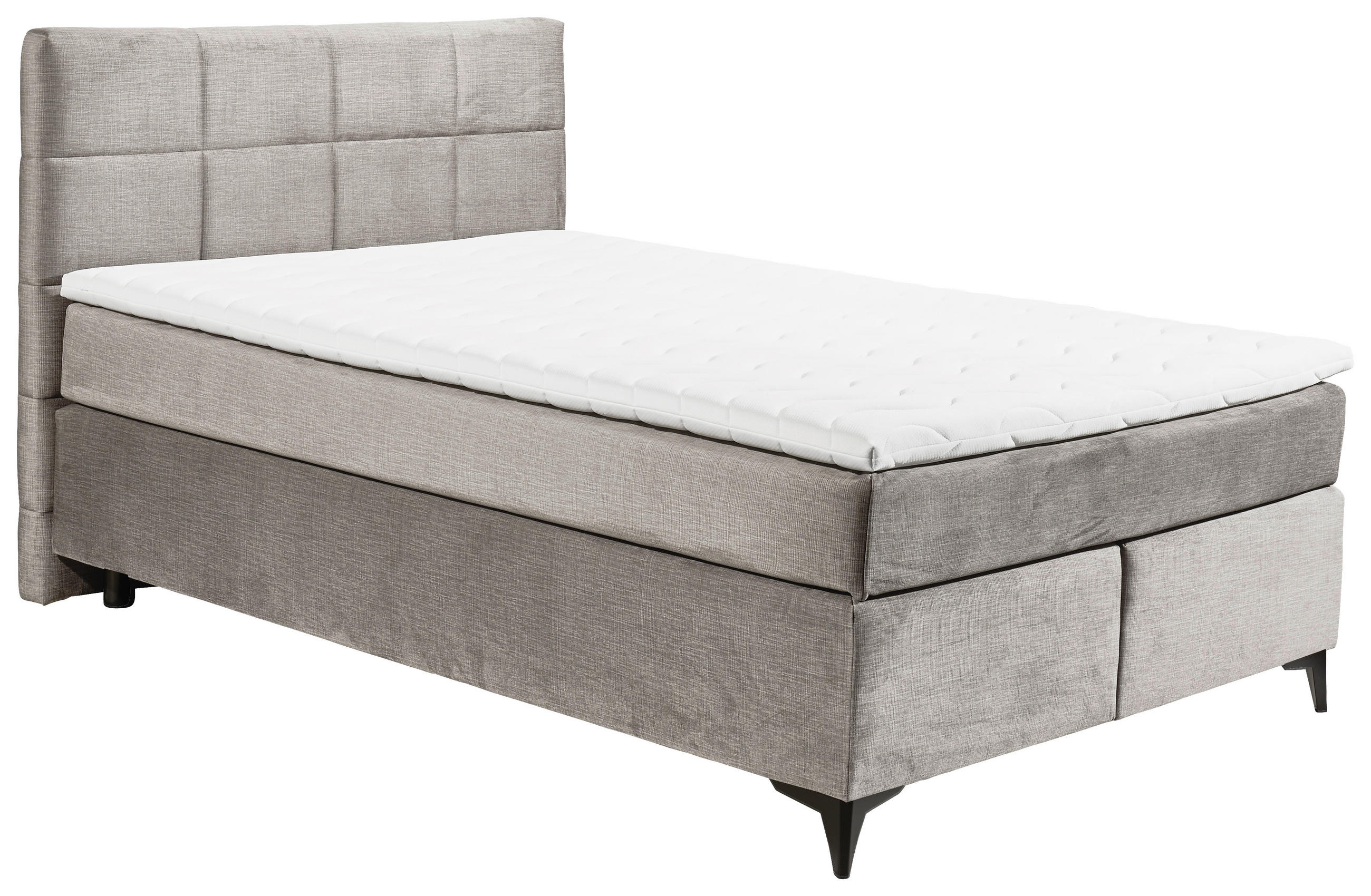 BOXSPRINGBETT 140/200 cm  in Hellgrau  - Hellgrau/Schwarz, Design, Holzwerkstoff/Kunststoff (140/200cm) - Xora
