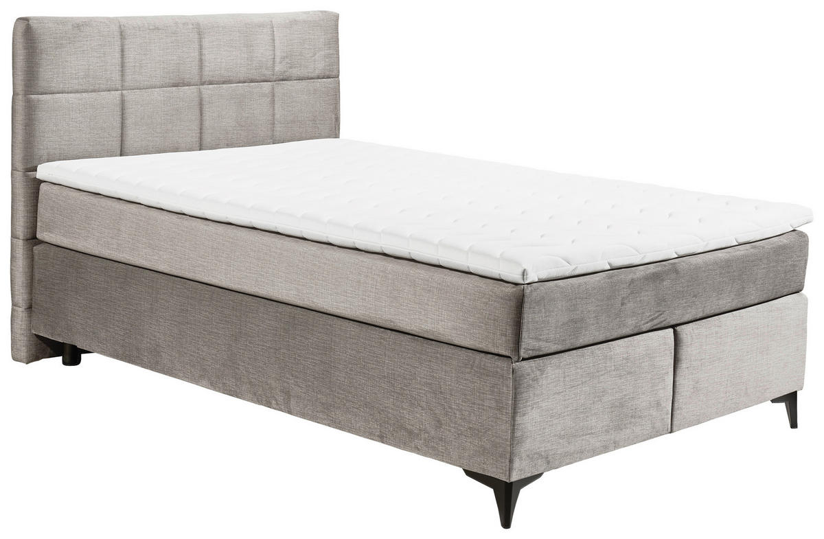 BOXSPRINGBETT 140/200 cm  in Hellgrau  - Hellgrau/Schwarz, Design, Holzwerkstoff/Kunststoff (140/200cm) - Xora