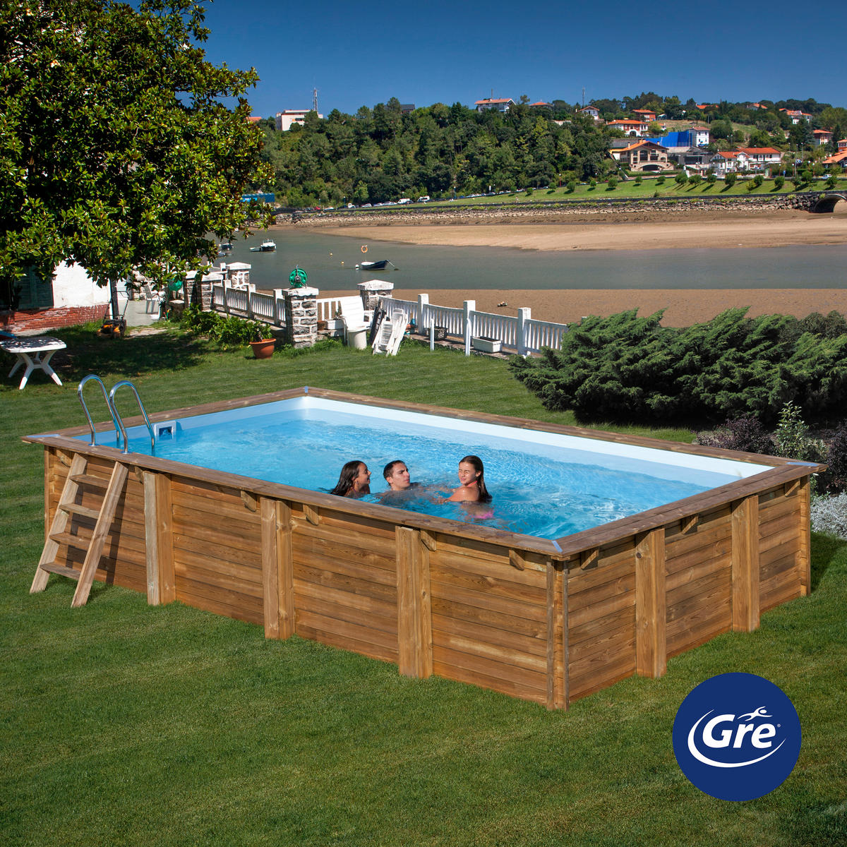 POOL-SET 2024 620/420/133 cm  - Kieferfarben, KONVENTIONELL, Holz (620/420/133cm) - Gre