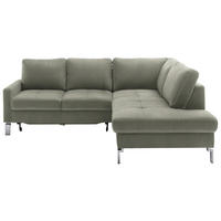 ECKSOFA in Mikrofaser Grau, Grün  229/200 cm  - Chromfarben/Beige, Design, Textil/Metall (229/200cm) - Pure Home Lifestyle
