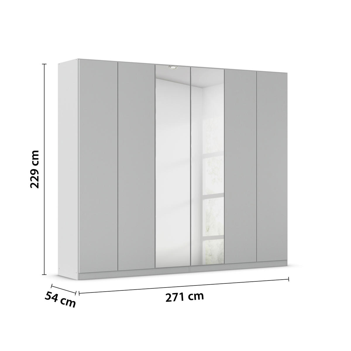 FALTTÜRENSCHRANK 271/229/54 cm 6-türig Grau  - Grau, Holzwerkstoff (271/229/54cm) - Rauch Möbel