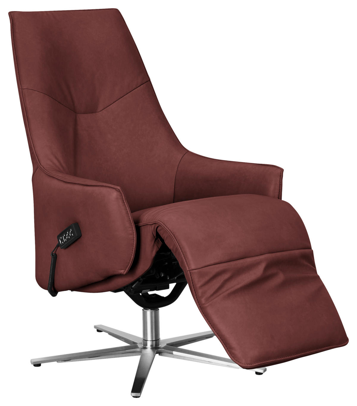 RELAXSESSEL in Leder Rotbraun  - Edelstahlfarben/Rotbraun, Design, Leder/Metall (70/120/88cm) - Himolla