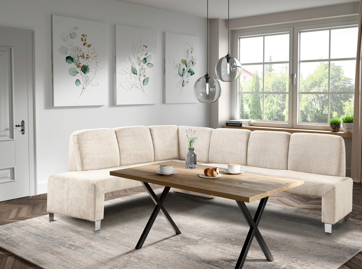 KLUPA KUTNA  bež  drvo, tekstil, drvni materijal      - srebrne boje/bež, Moderno, drvni materijal/drvo (263/198cm) - Livetastic