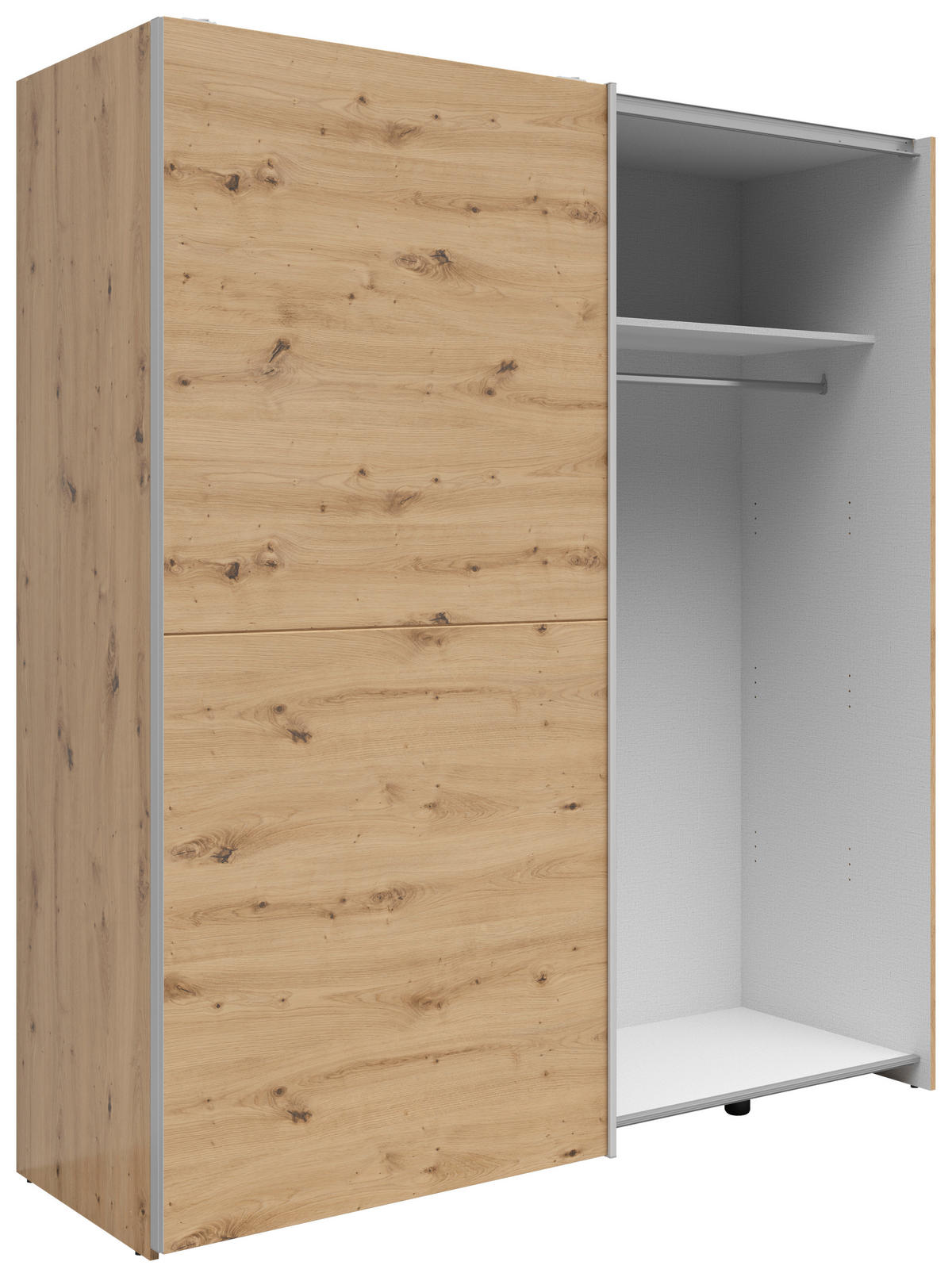 SCHWEBETÜRENSCHRANK 170/191/59 cm 2-türig Eiche Artisan  - Silberfarben/Eiche Artisan, Basics, Holzwerkstoff/Kunststoff (170/191/59cm) - Boxxx