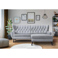 ECKSOFA Webstoff Hellgrau  - Hellgrau/Schwarz, Design, Holz/Textil (237/165cm) - Stylife