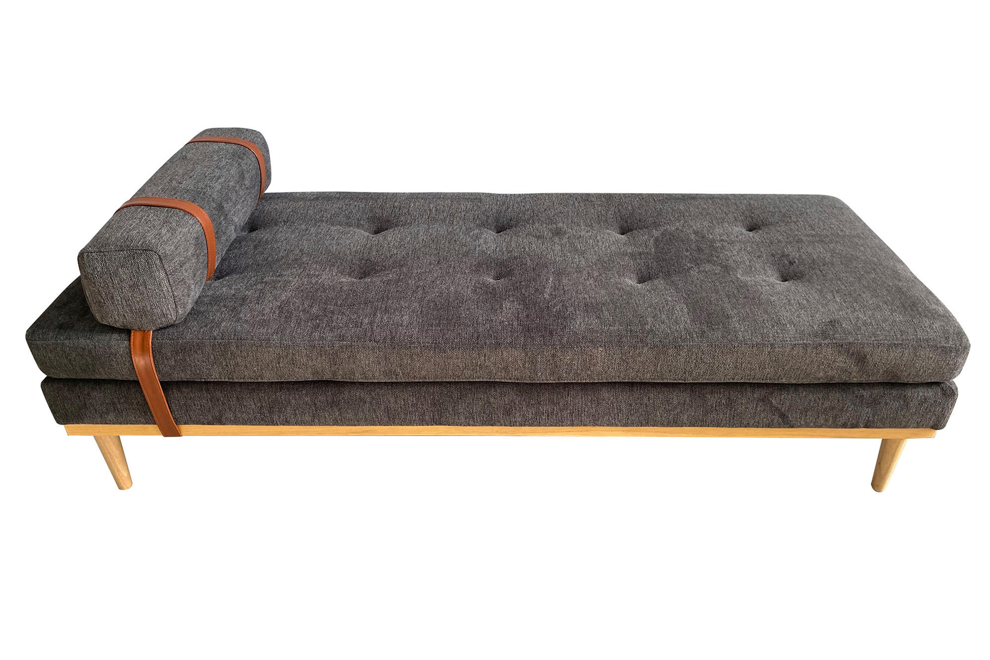 CHAISELONGUE in Struktur Anthrazit  - Anthrazit/Naturfarben, MODERN, Holz/Textil (180/42/75cm) - Livetastic