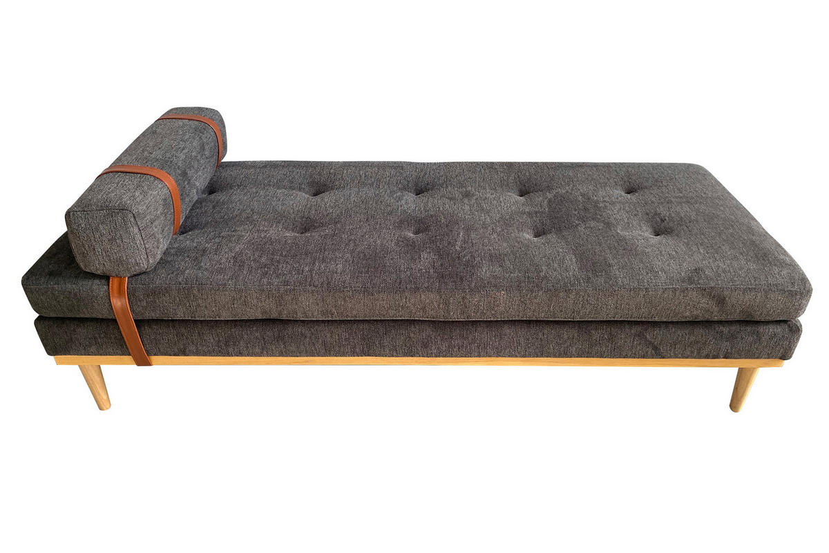 CHAISELONGUE Struktur Anthrazit  - Anthrazit/Naturfarben, MODERN, Holz/Textil (180/42/75cm) - Livetastic
