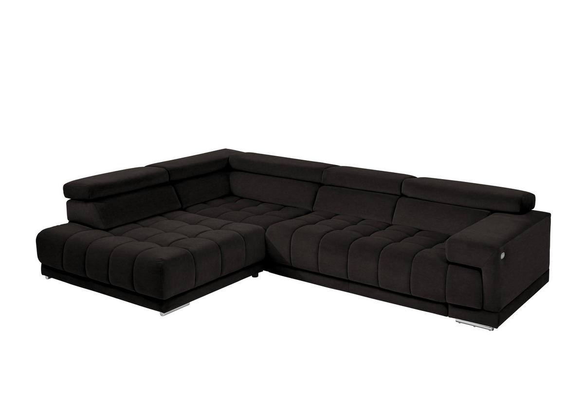 ECKSOFA in Mikrofaser Schwarzbraun  222/326 cm  - Chromfarben/Schwarzbraun, Design, Textil/Metall (222/326cm) - Beldomo Speed