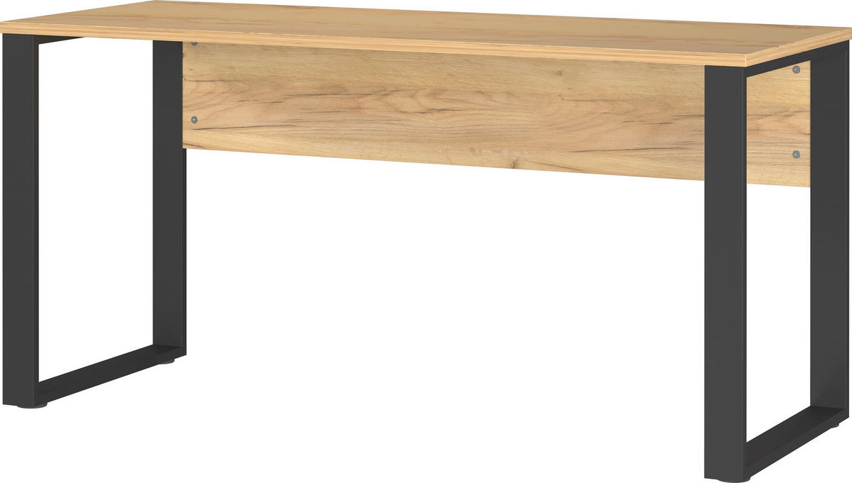 SCHREIBTISCH 150/60/74 cm Schwarz, Eichefarben   - Eichefarben/Schwarz, Design, Holzwerkstoff/Metall (150/60/74cm) - Germania
