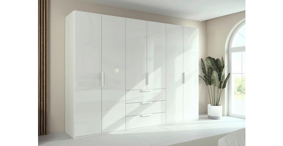 DREHTÜRENSCHRANK 301/235/61 cm,  in Weiß, 6-türig  - Weiß, Basics, Glas/Holzwerkstoff (301/235/61cm) - Novel