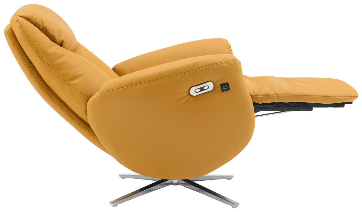 MASSAGESESSEL Echtleder Lederlook Gelb    - Chromfarben/Gelb, Design, Leder/Textil (79/110/85cm) - Livetastic