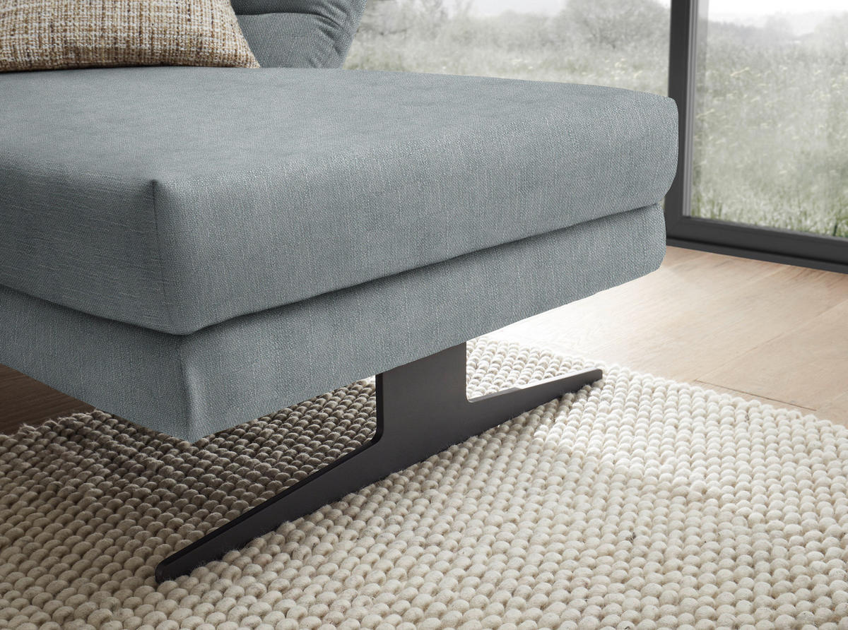 ECKSOFA in Flachgewebe Hellblau  - Schwarz/Hellblau, Design, Textil/Metall (279-327/176-217cm) - Dieter Knoll