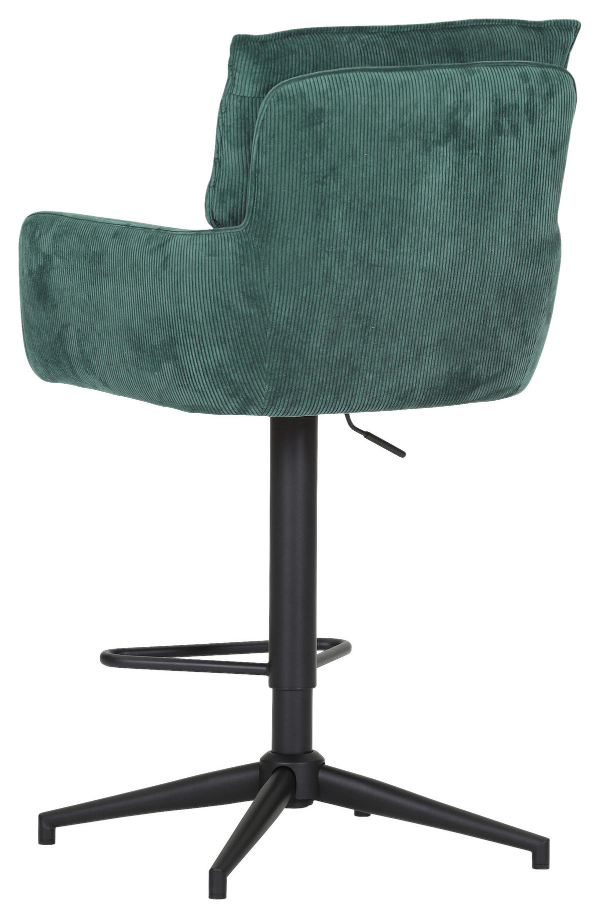 BARHOCKER Cord Grün Stoffauswahl, Sitzfläche 360° drehbar  - Schwarz/Grün, Design, Textil/Metall (54/98-120/58cm) - Novel