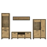 HYLLKOMBINATION  i ekfärgad  344,2/208/41,5 cm  - svart/ekfärgad, Basics, metall/trämaterial (344,2/208/41,5cm) - Livetastic