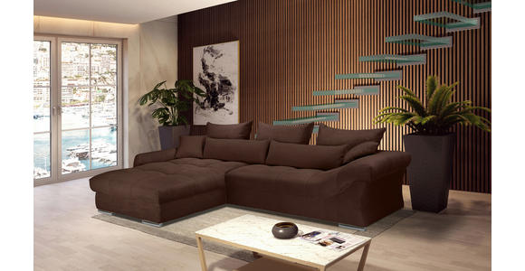 ECKSOFA Dunkelbraun Cord Zierkissen, Rückenkissen, Rücken echt  - Chromfarben/Dunkelbraun, KONVENTIONELL, Textil/Metall (225/335cm) - Carryhome