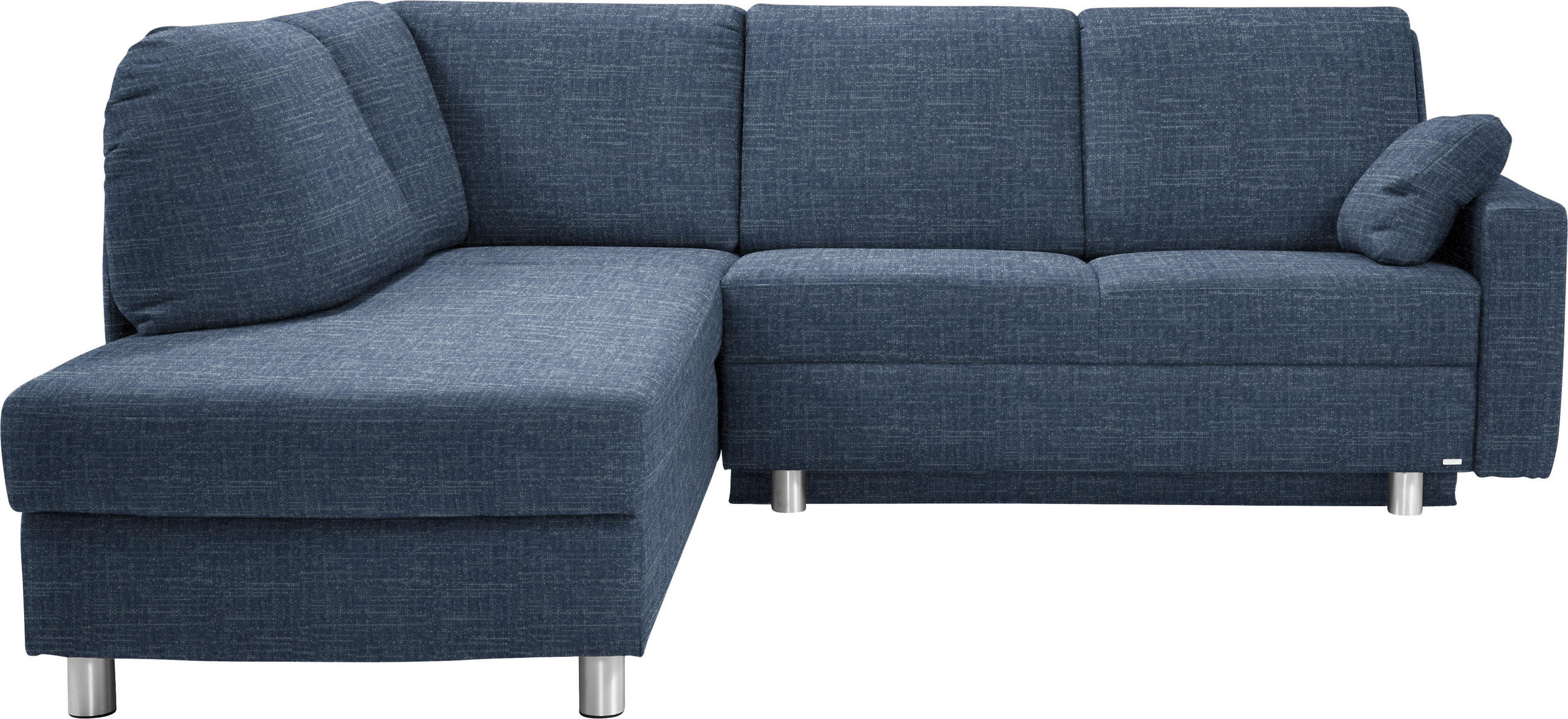 ECKSOFA 208/227 cm  in Chenille Blau Zierkissen, Armlehnenkissen  208/227 cm  - Blau/Alufarben, KONVENTIONELL, Textil/Metall (208/227cm) - Sedda
