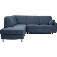 ECKSOFA 208/227 cm  in Chenille Blau Zierkissen, Armlehnenkissen  208/227 cm  - Blau/Alufarben, KONVENTIONELL, Textil/Metall (208/227cm) - Sedda