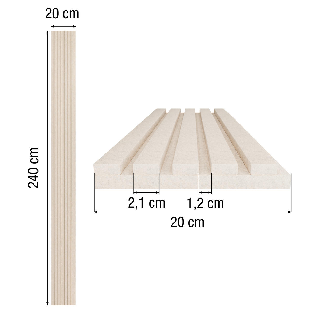 AKUSTIKPANEEL  - Sandfarben, Basics, Kunststoff (20/240/1,8cm)