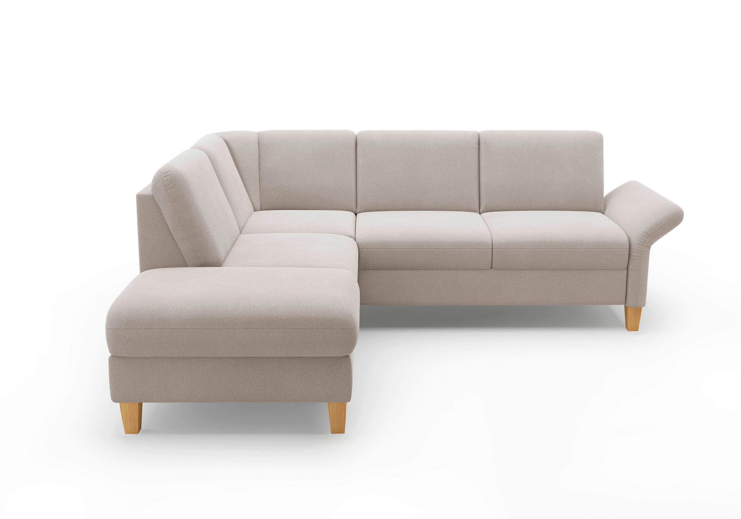 ECKSOFA ROCHELLE E Greige Flachgewebe  - Greige/Eichefarben, KONVENTIONELL, Holz/Textil (216/240cm) - Sit & More