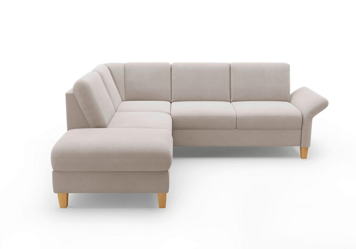 ECKSOFA ROCHELLE E Greige Flachgewebe  - Greige/Eichefarben, KONVENTIONELL, Holz/Textil (216/240cm) - Sit & More