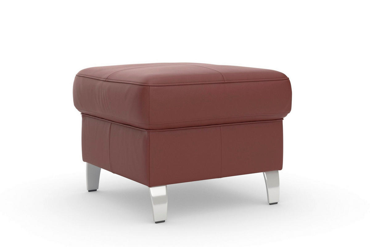 HOCKER ARNGAST E Echtleder Rotbraun  - Chromfarben/Rotbraun, Basics, Leder/Metall (58/48/58cm) - Sit & More