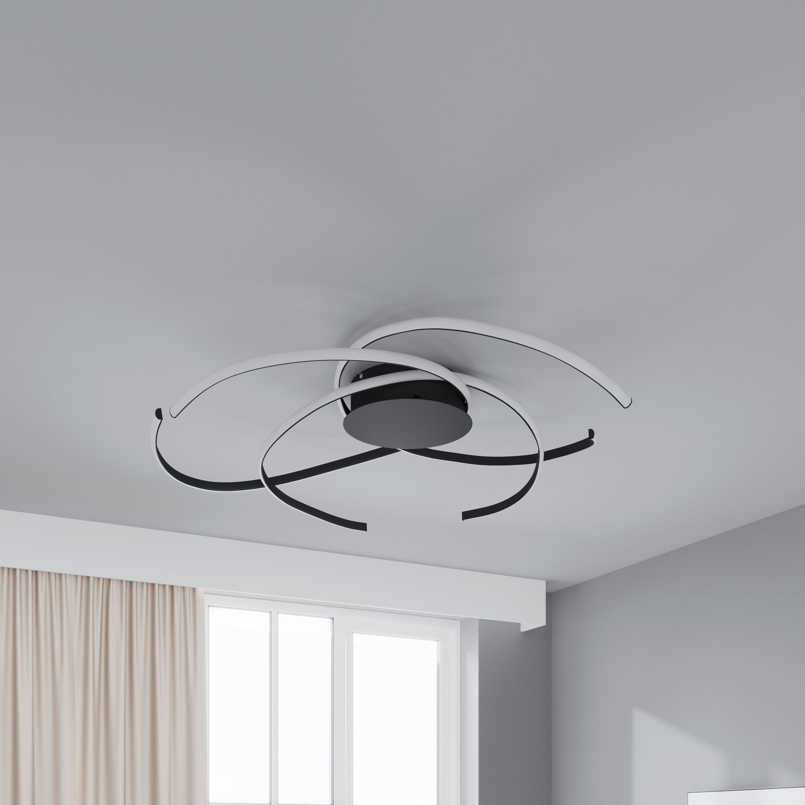 LED-DECKENLEUCHTE Norwich 98/25 cm   - Schwarz, Design, Kunststoff/Metall (98/25cm) - Novel