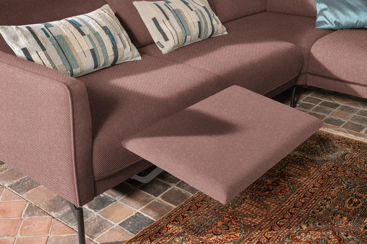 ECKSOFA in Flachgewebe, Struktur Hellrot  - Hellrot/Anthrazit, Design, Textil/Metall (254/230cm) - Johann Jakob