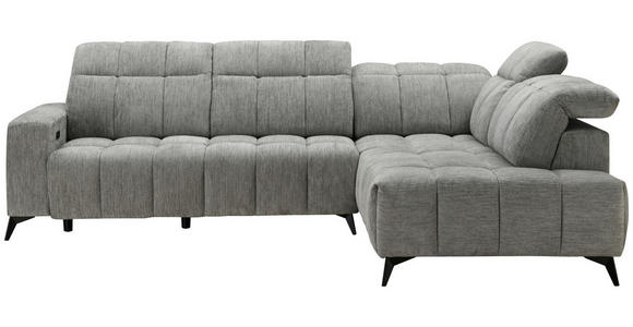 ECKSOFA Dunkelgrau Chenille  - Dunkelgrau/Schwarz, Design, Textil/Metall (293/214cm) - Xora