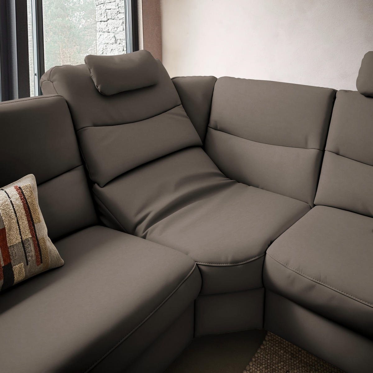 ECKSOFA  in Echtleder Graubraun  280/249 cm  - Anthrazit/Graubraun, Design, Leder/Metall (280/249cm) - Himolla Komfortklass