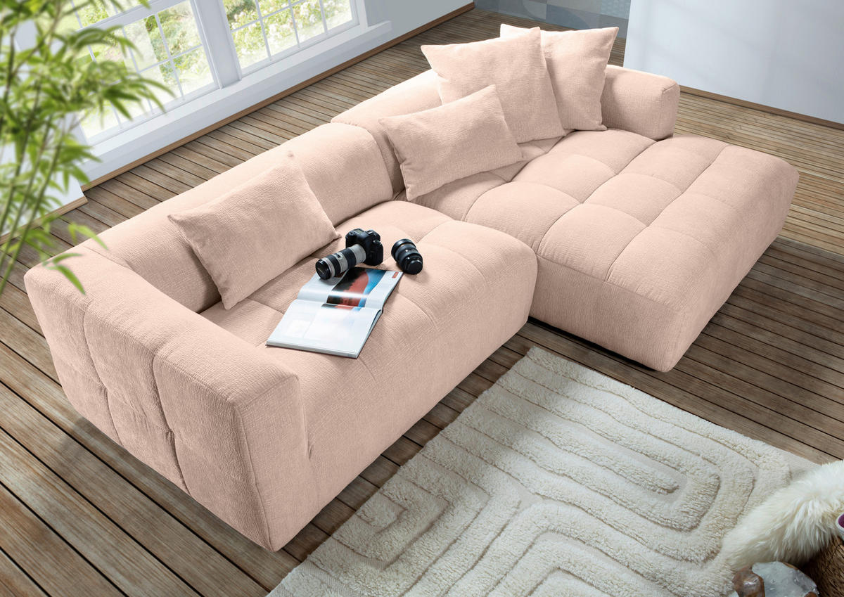 ECKSOFA in Flachgewebe Rosa  - Schwarz/Rosa, Konventionell, Kunststoff/Textil (280/170cm) - Carryhome