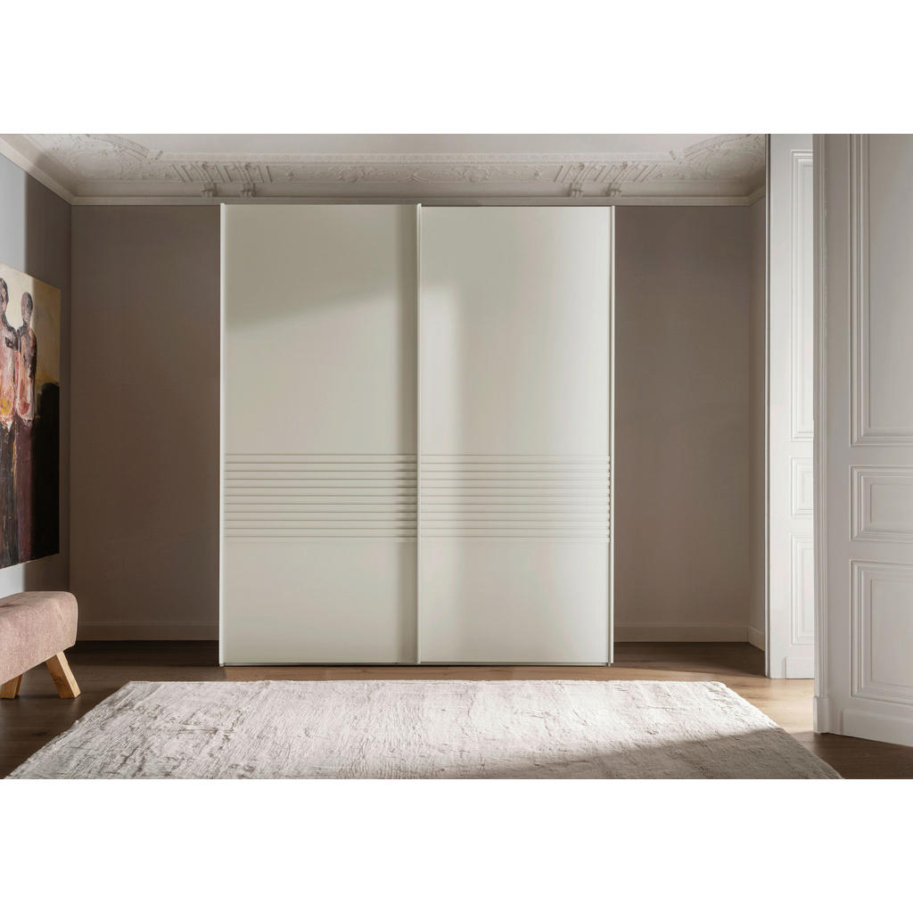 Thumbnail - Novel Schwebetürenschrank Lugano, Weiß, Metall, 4 Fächer, 200x217x67 cm, ISO 9001, Goldenes M, in verschiedenen Größen e...