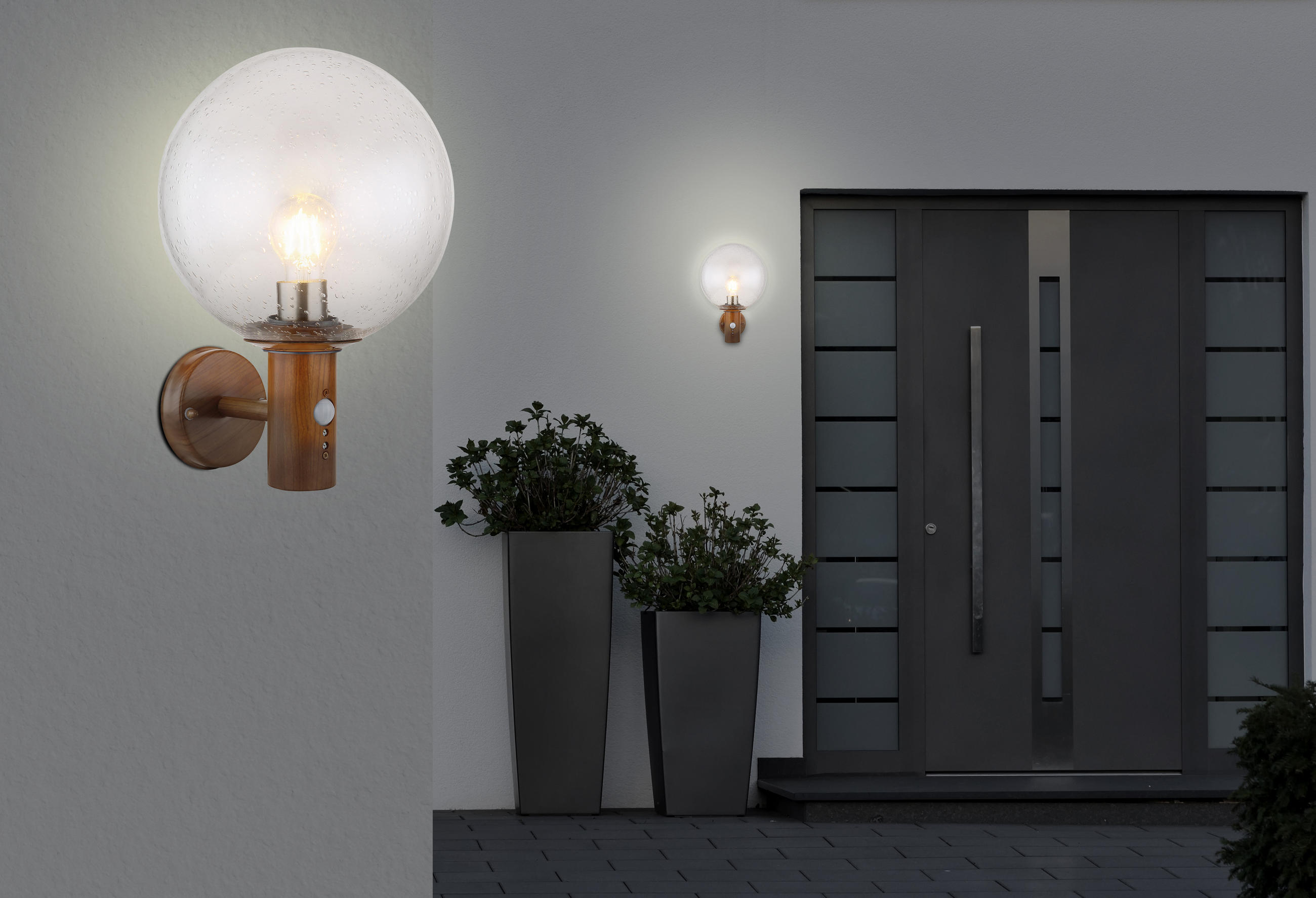 AUßENWANDLEUCHTE 25/37 cm   - Klar/Braun, Basics, Glas/Metall (25/37cm) - Globo