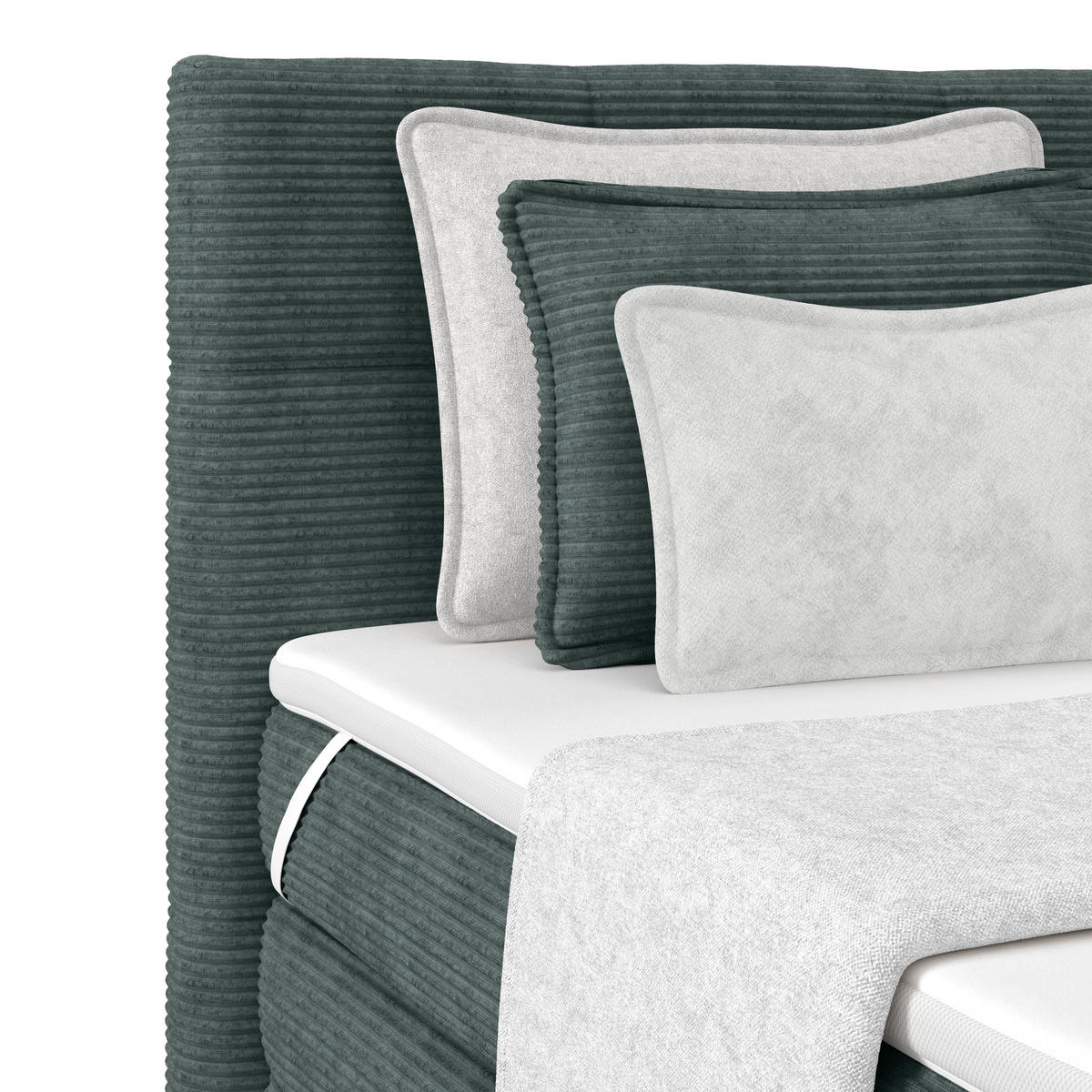 BOXSPRINGBETT 160/200 cm,  in Blaugrau, gepolstertes Kopfteil, Bettkasten, Topper, Matratzen, H4 + H4 = sehr fest  - Blaugrau, KONVENTIONELL, Holz/Holzwerkstoff (160/200cm)