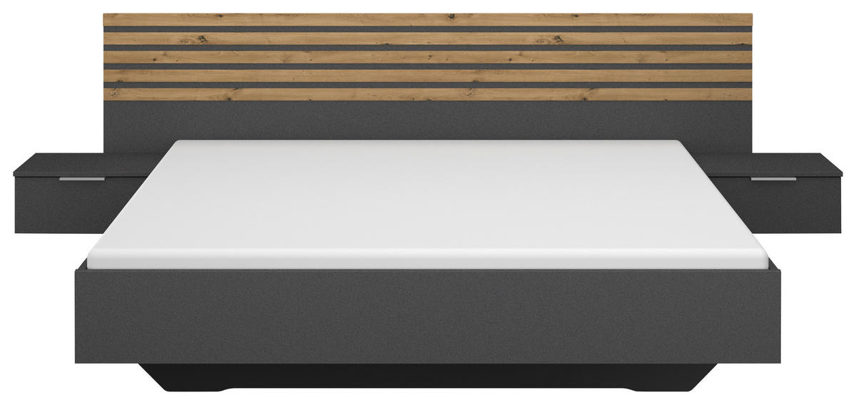 POSTEL S NOČNÍMI STOLKY, 180/200 cm, šedá - šedá, Moderní, kompozitní dřevo (180/200cm) - Rauch Möbel
