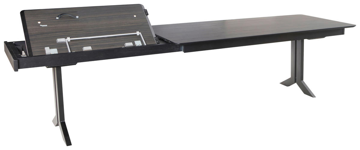 ESSTISCH in Metall, Kunststoff 200-300/100/76 cm  - Schwarz, Konventionell, Kunststoff/Metall (200-300/100/76cm) - Moderano
