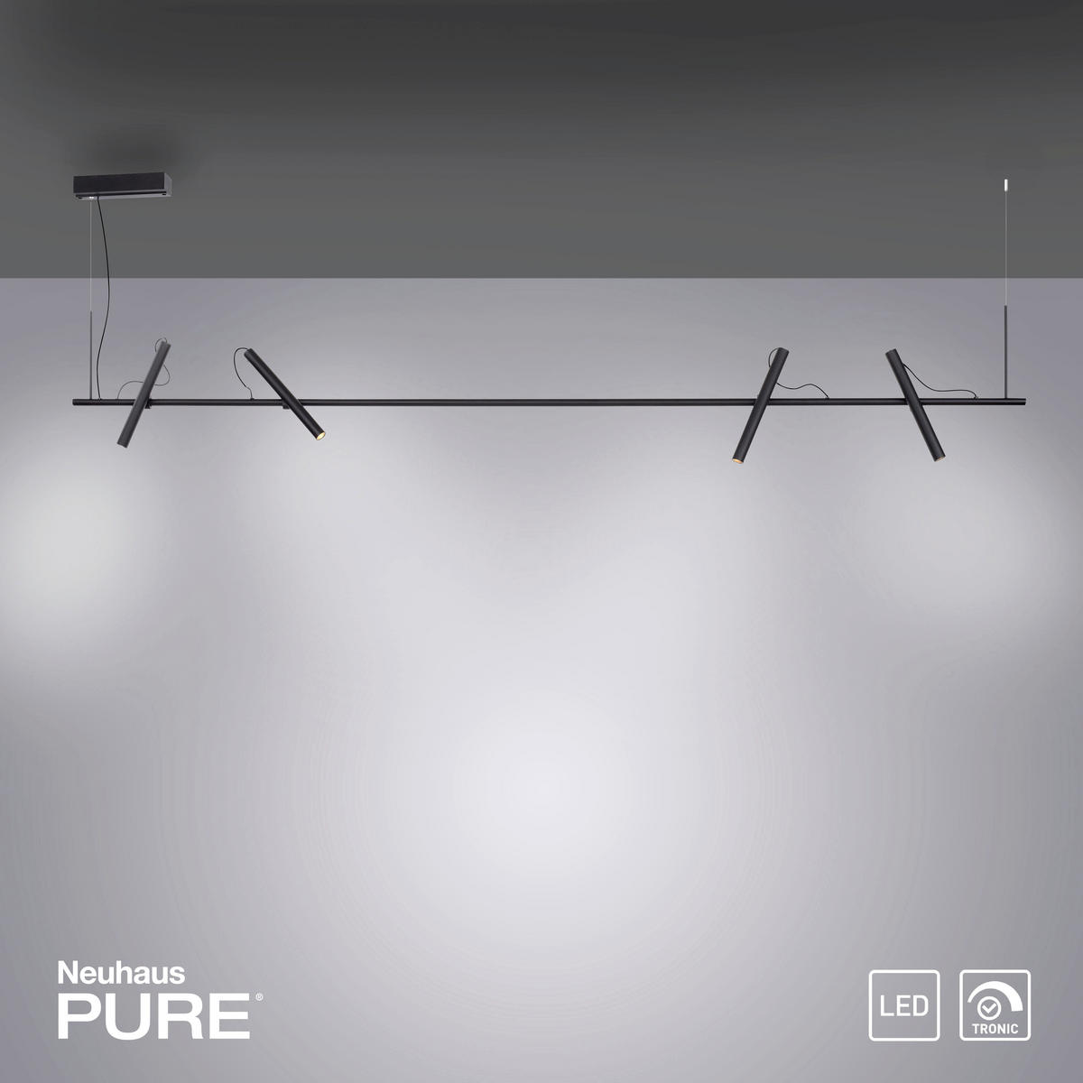 LED-HÄNGELEUCHTE 200/25/50-200 cm  - Schwarz, LIFESTYLE, Kunststoff/Metall (200/25/50-200cm) - Neuhaus PURE