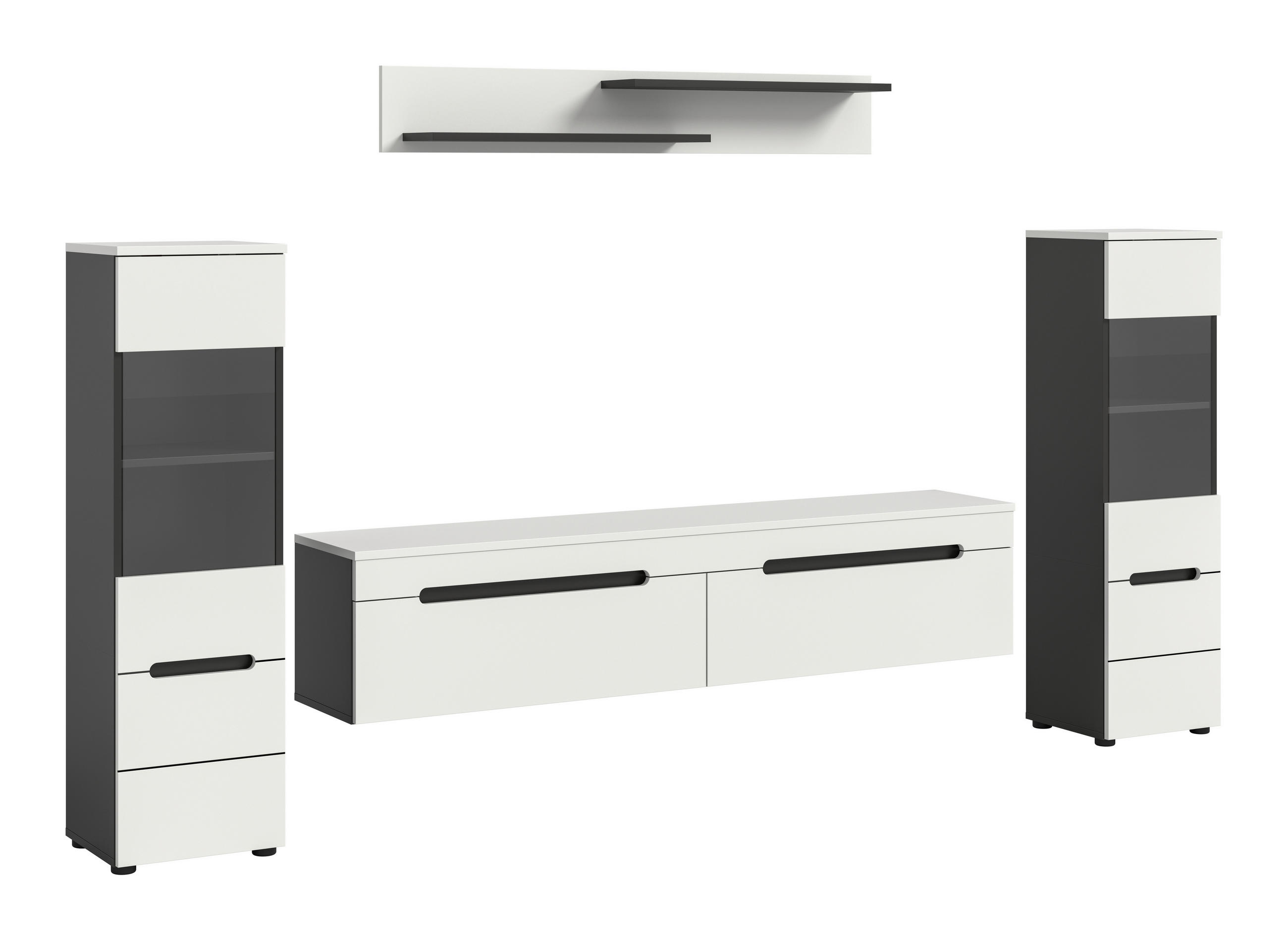 Thumbnail - Livetastic Wohnwand, Weiß, Holzwerkstoff, 3-teilig, 2 Fächer, 272x141x33 cm, FSC Mix, stehend, Wohnzimmer, Wohnwände, Wo...