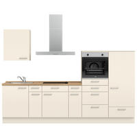KÜCHENBLOCK 300 cm   in Eichefarben, Magnolie  - Edelstahlfarben/Eichefarben, MODERN, Holzwerkstoff/Metall (300cm) - Nobilia