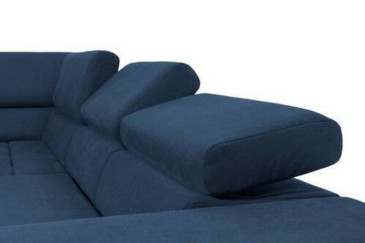 ECKSCHLAFSOFA in Velours Blau  - Blau/Schwarz, Design, Holz/Textil (201/307cm) - Livetastic