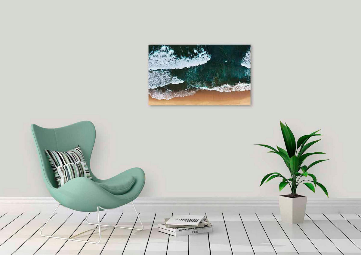 ALUMINIUMBILD Landschaft & Natur, Strand & Meer, Wasser 148/98 cm  - Beige/Weiß, Design, Metall (148/98cm)