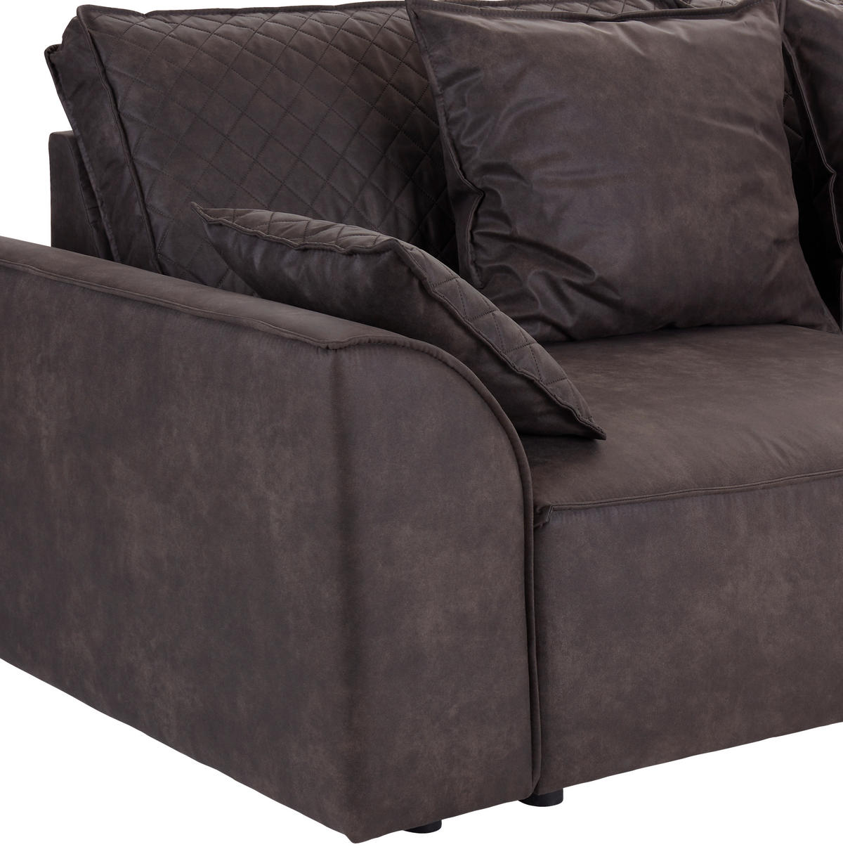 BIGSOFA Lederlook Grau  - Schwarz/Grau, LIFESTYLE, Kunststoff/Textil (270/87/112cm) - Livetastic
