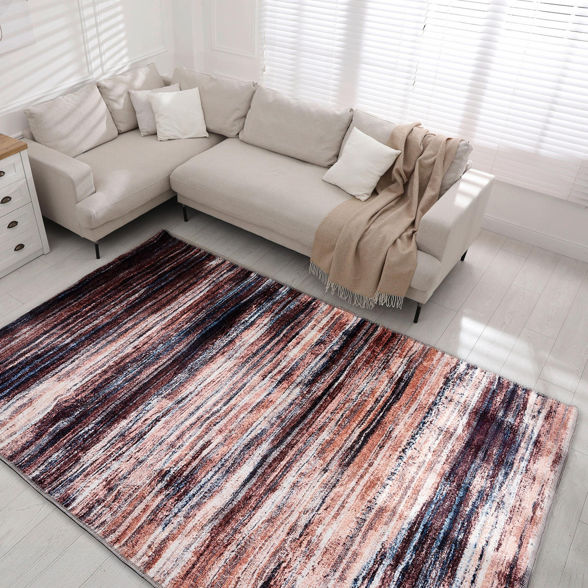 FLACHWEBETEPPICH 120/180 cm Piper Braun, Rot, Beige rechteckig  - Beige/Rot, Basics, Textil (120/180cm) - Astra