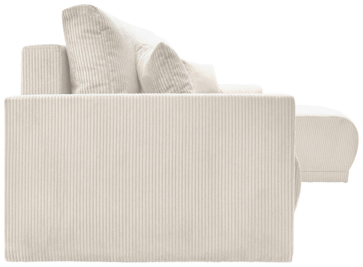 ECKSOFA KIMMY Creme Cord Zierkissen, Rückenkissen, Bettkasten  - Creme/Schwarz, Design, Kunststoff/Textil (233/146cm) - P & B