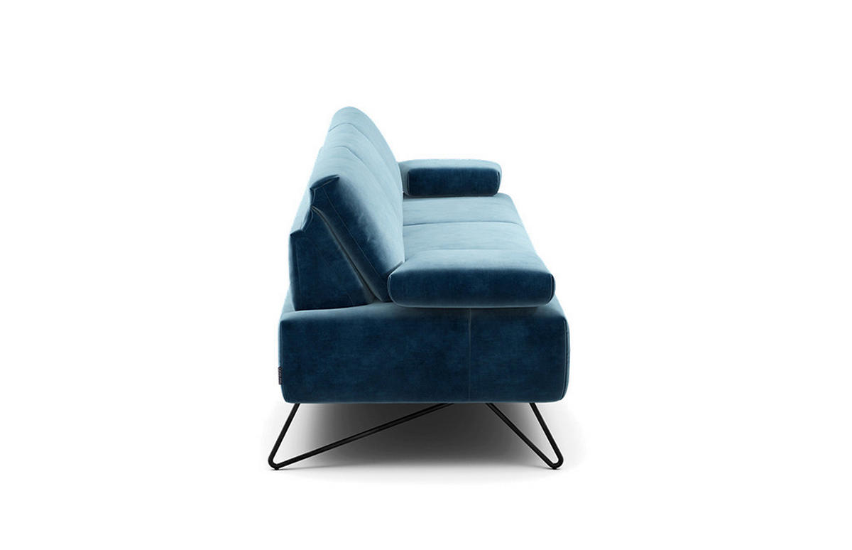 3-SITZER-SOFA Samt Blau  - Blau/Schwarz, Design, Textil/Metall (234-264/85/86-94cm) - SENSOO